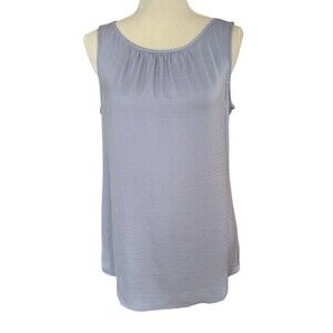 CAbi Mist Sleeveless Blouse Women's Small Shimmery Gray Blue Career Business